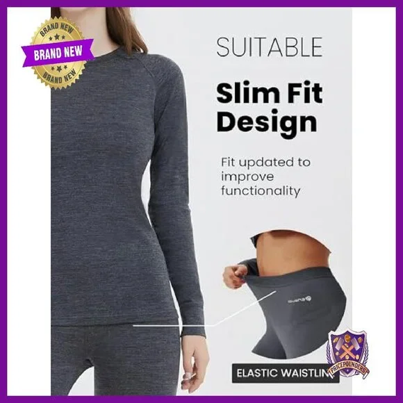 Merino Wool Base Layer Set - Thermal Underwear for Ski & Winter - Picture 5 of 7